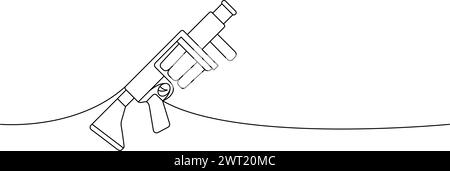 Moderno lanciagranate a una linea di disegno continuo. Varie armi moderne continuano a una linea. Illustrazione lineare vettoriale. Illustrazione Vettoriale