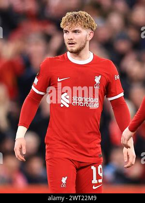 Liverpool, Regno Unito. 14 marzo 2024. Harvey Elliott di Liverpool durante Liverpool FC contro AC Sparta Praga ultimi 16 anni, 2a partita UEFA Europa League ad Anfield, Liverpool, Inghilterra, Regno Unito il 14 marzo 2024 Credit: Every Second Media/Alamy Live News Foto Stock