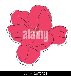 Profilo floreale. Splendida illustrazione vettoriale della linea della testa di fiore Illustrazione Vettoriale