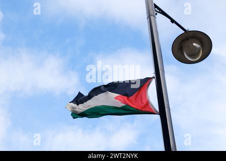 Whitechapel, Tower Hamlets, Londra, Regno Unito. 15 marzo 2024. Tower Hamlets: Le bandiere palestinesi devono essere rimosse dagli edifici di proprietà del consiglio a Tower Hamlets. Crediti: Matthew Chattle/Alamy Live News Foto Stock