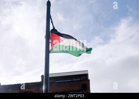 Whitechapel, Tower Hamlets, Londra, Regno Unito. 15 marzo 2024. Tower Hamlets: Le bandiere palestinesi devono essere rimosse dagli edifici di proprietà del consiglio a Tower Hamlets. Crediti: Matthew Chattle/Alamy Live News Foto Stock