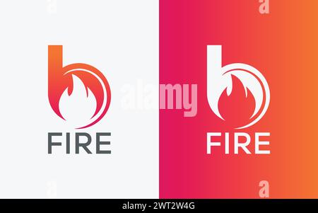 Logo minimalista Letter B Fire Vector. Moderno e colorato logo B Bonfire Vector. Logo B Fire astratto e colorato Illustrazione Vettoriale