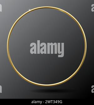 Modello vettore anello realistico dorato Illustrazione Vettoriale