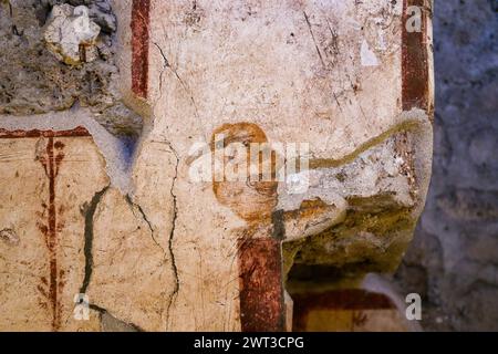 Un affresco nella casa dei Vettii, negli scavi archeologici di Pompei, riaperto al pubblico dopo il restauro. Foto Stock