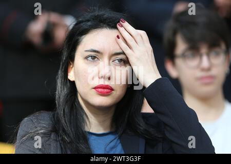 Il Ministro dell'istruzione, Lucia Azzolina, durante l'evento "insieme per una migliore Internet", all'interno del museo ferroviario di Pietrarsa. Foto Stock