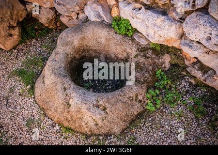 Antico forno di epoca romana, sito archeologico Hospitalet Vell, Maiorca, Isole Baleari, Spagna Foto Stock