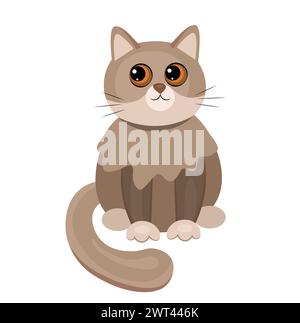 Gatto con grandi occhi su sfondo bianco Illustrazione Vettoriale