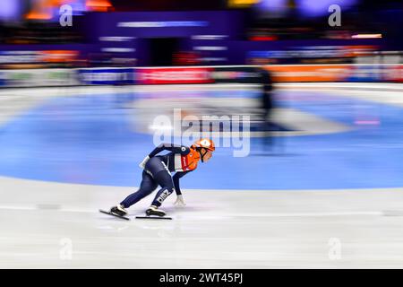 SCHULTING Suzanne NED durante il Campionato Mondiale Short Track Speed Skating da Rotterdam il 15 marzo 2024. Foto di Phil Hutchinson. Solo per uso editoriale, licenza richiesta per uso commerciale. Non utilizzare in scommesse, giochi o pubblicazioni di singoli club/campionato/giocatori. Crediti: UK Sports Pics Ltd/Alamy Live News Foto Stock