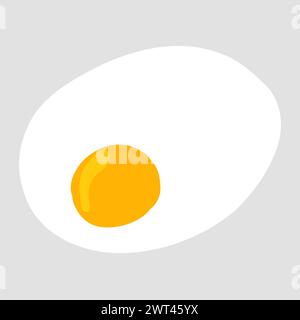Uovo fritto in stile piatto a cartoni animati disegnati a mano. Illustrazione vettoriale isolata su sfondo grigio chiaro. Per ristorante, poster, menu, ingredienti, presentazione Illustrazione Vettoriale