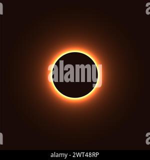Eclissi solare totale. Illustrazione di un fenomeno naturale, dove la Luna oscura il Sole. Le eclissi sono state interpretate come presagi e presenze. Foto Stock