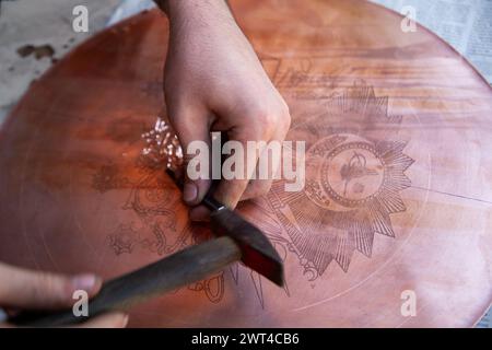 Rame tradizionale di gaziantep e artigianato in Turchia Foto Stock