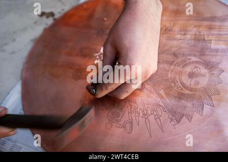 Rame tradizionale di gaziantep e artigianato in Turchia Foto Stock