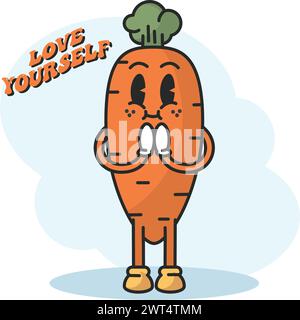 Carota carota carota carota Vegetable cute kawaii Vector Illustrazione Vettoriale