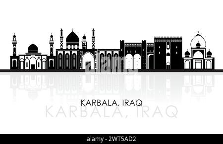 Silhouette skyline panorama della città di Karbala, Iraq - illustrazione vettoriale Illustrazione Vettoriale
