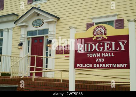 Ridgley, Maryland, Stati Uniti. 15 marzo 2024. Il municipio di Ridgley, Maryland e il dipartimento di polizia. (Credit Image: © Dominic Gwinn/ZUMA Press Wire) SOLO PER USO EDITORIALE! Non per USO commerciale! Foto Stock