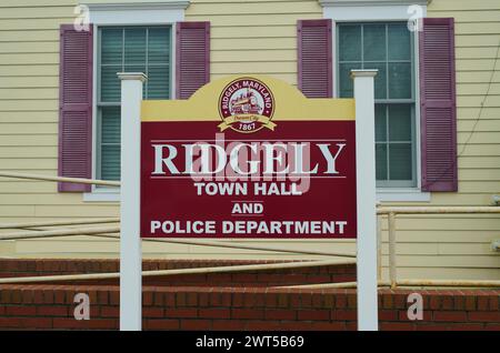 Ridgley, Maryland, Stati Uniti. 15 marzo 2024. Il municipio di Ridgley, Maryland e il dipartimento di polizia. (Credit Image: © Dominic Gwinn/ZUMA Press Wire) SOLO PER USO EDITORIALE! Non per USO commerciale! Foto Stock