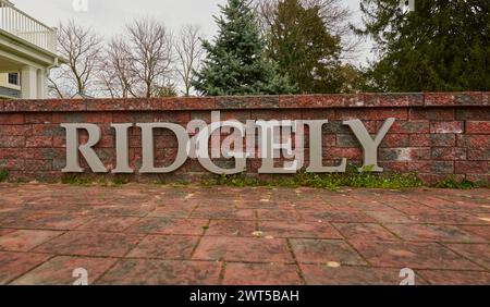 Ridgley, Maryland, Stati Uniti. 15 marzo 2024. Un cartello di fronte al municipio di Ridgley, Maryland. (Credit Image: © Dominic Gwinn/ZUMA Press Wire) SOLO PER USO EDITORIALE! Non per USO commerciale! Foto Stock