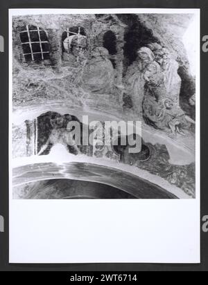 Marce Macerata San Ginesio Oratorio di S. Biagio9. Hutzel, max 1960-1990 foto della cripta della Collegiata. Gli affreschi mostrano la vita di S. Biagio e S. Biagio Vescovo. Ci sono anche una Madonna con bambino e angeli musicali. Note sull'oggetto: Le note della campagna fotografica Hutzel non sono state modificate. Il fotografo e studioso tedesco Max Hutzel (1911-1988) fotografò in Italia dai primi anni '1960 fino alla sua morte. Il risultato di questo progetto, citato da Hutzel come foto Arte minore, è un'accurata documentazione dello sviluppo storico dell'arte in Italia fino al XVIII secolo, che comprende oggetti degli Etruschi e. Foto Stock