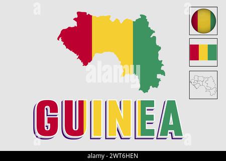 Bandiera e mappa della Guyana in un grafico vettoriale Illustrazione Vettoriale