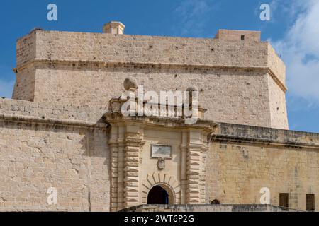 Uno scorcio dell'antico forte di Sant'Angelo, Vittoriosa, Malta Foto Stock