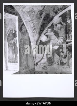 Marce Macerata San Ginesio Oratorio di S. Biagio. Hutzel, max 1960-1990 foto della cripta della Collegiata. Gli affreschi mostrano la vita di S. Biagio e S. Biagio Vescovo. Ci sono anche una Madonna con bambino e angeli musicali. Note sull'oggetto: Le note della campagna fotografica Hutzel non sono state modificate. Il fotografo e studioso tedesco Max Hutzel (1911-1988) fotografò in Italia dai primi anni '1960 fino alla sua morte. Il risultato di questo progetto, citato da Hutzel come foto Arte minore, è un'accurata documentazione dello sviluppo storico dell'arte in Italia fino al XVIII secolo, che comprende oggetti degli Etruschi e t Foto Stock