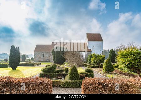 Chiesa medievale danese a Lerup, alla fine di Fosdalen. Denmak Foto Stock