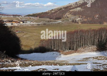 Campitello Matese - Scorcio della piana dal tratto finale della pista del Caprio Foto Stock