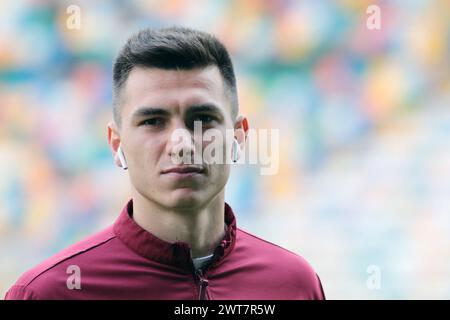 Udine, Italia. 16 marzo 2024. Foto Andrea Bressanutti/LaPresse - 16 marzo 2024 Udine, Italia - Sport, calcio - Udinese vs Torino FC - Campionato italiano di calcio serie A TIM 2023/2024 - Stadio Bluenergy. Nella foto: Torino FC ispezione del campo foto Andrea Bressanutti/LaPresse - 16 marzo 2024 Udine, Italia - Sport, calcio - Udinese vs Torino FC - Campionato Italiano di calcio di serie A 2023/2024 - Stadio Bluenergy. Nella foto: Pitch Inspection Credit: LaPresse/Alamy Live News Foto Stock