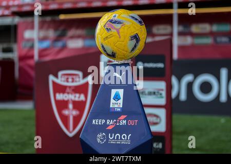 Monza, Italia. 16 marzo 2024. Foto Claudio grassi/LaPresse 16 marzo 2024 - Monza, Italia - sport, calcio - Monza vs Cagliari - Campionato italiano di calcio serie A TIM 2023/2024 - Stadio U-Power. Nella foto: UNAR Keep Racism Out 16 marzo 2024 - Monza, Italia - sport, calcio - AC Monza vs Cagliari calcio - Campionato Italiano di calcio TIM serie A 2023/2024 - Stadio U-Power. Nella foto: Credito: LaPresse/Alamy Live News Foto Stock