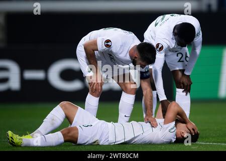 Bergamo, Italia. 14 marzo 2024. Durante il turno di UEFA Europa League 16 partite di andata e ritorno tra Atalanta BC e Sporting CP. Crediti: Nicolò campo/Alamy Live News Foto Stock