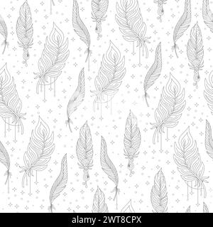 Magia penne lineari e stelle vettore di pattern senza cuciture Illustrazione Vettoriale