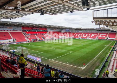 Rotherham, Regno Unito. 16 marzo 2024. Vista generale all'interno dello stadio durante la partita del campionato EFL tra Rotherham United FC e Huddersfield Town AFC all'Aesseal New York Stadium, Rotherham, Inghilterra, Regno Unito il 16 marzo 2024 Credit: Every Second Media/Alamy Live News Foto Stock