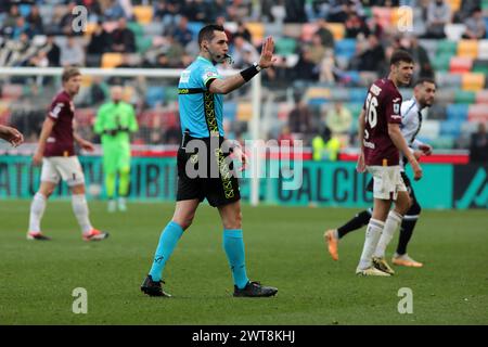 Udine, Italia. 16 marzo 2024. Foto Andrea Bressanutti/LaPresse - 16 marzo 2024 Udine, Italia - Sport, calcio - Udinese vs Torino FC - Campionato italiano di calcio serie A TIM 2023/2024 - Stadio Bluenergy. Nella foto: colombo Photo Andrea Bressanutti/LaPresse - 16 marzo 2024 Udine, Italia - Sport, calcio - Udinese vs Torino FC - Campionato Italiano di calcio 2023/2024 - Stadio Bluenergy. Nella foto: colombo Credit: LaPresse/Alamy Live News Foto Stock