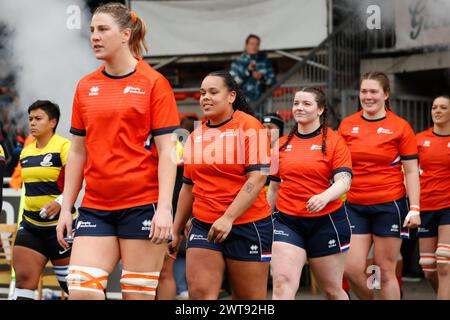 AMSTERDAM, PAESI BASSI - MARCH16: Team Holland durante la partita internazionale di rugby WXV tra Paesi Bassi e Colombia di marzo Foto Stock