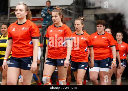 AMSTERDAM, PAESI BASSI - MARCH16: Team Holland durante la partita internazionale di rugby WXV tra Paesi Bassi e Colombia di marzo Foto Stock