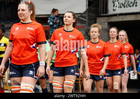 AMSTERDAM, PAESI BASSI - MARCH16: Team Holland durante la partita internazionale di rugby WXV tra Paesi Bassi e Colombia di marzo Foto Stock