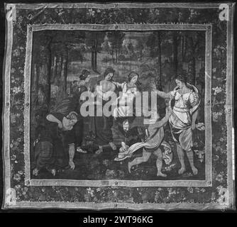 La psiche, venerata come dea, incita la rabbia di Venere. Sconosciuto c. 1550 arazzi dimensioni: A 489 x L 406 cm arazzi materiali/tecniche: Lana e seta Cultura: Fiamminga tessitura Centro: Bruxelles storia di proprietà: Spagna, Madrid, Palacio Real de Madrid, accno. A. 364-12318. Iscrizioni: City mark sulla protezione inferiore, Left Inscriptions: Unidentified weaver mark [location unknown] Related Works: Panels in Set: GCPA 0236964-0236969 Foto Stock