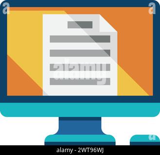 Icona a colori dello schermo del computer. Simbolo del monitor piatto Illustrazione Vettoriale