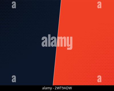 Rispetto allo sfondo per il team rosso e nero.sfondo in stile fumetto rosso dal design piatto. Sfondo fumettistico pop art con fulmini e puntini mezzitoni. Fumetti pop Illustrazione Vettoriale