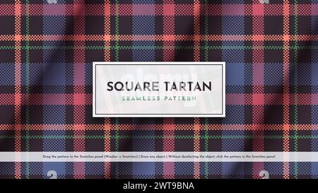 Motivo quadrato in tartan senza cuciture. Struttura scozzese tradizionale. Tessuto alla moda. Sfondo tessile Illustrazione Vettoriale