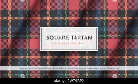 Motivo quadrato in tartan senza cuciture. Struttura scozzese tradizionale. Tessuto alla moda. Sfondo tessile Illustrazione Vettoriale
