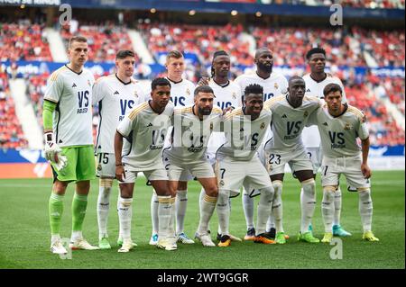 Real Madrid CF durante la partita LaLiga EA Sports tra CA Osasuna e Real Madrid CF allo Stadio El Sadar il 16 marzo 2024 a Pamplona, Spagna. Foto Stock