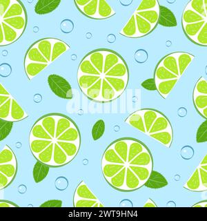 Motivo senza cuciture con lime e menta Illustrazione Vettoriale