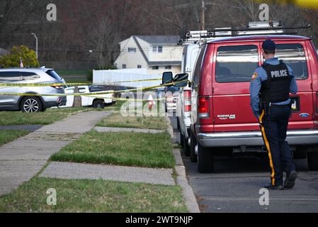 Levittown, Pennsylvania, Stati Uniti. 16 marzo 2024. (NUOVO) due persone sparate al sospetto Andre Gordon a Viewpoint Lane a Levittown, Pennsylvania. 16 marzo 2024, Levittown, Pennsylvania, Stati Uniti: matrigna di 52 anni, Karen Gordon e sua sorella tredicenne Kera Gordon furono entrambi uccisi da Andre Gordon, sabato in una casa a Viewpoint Lane a Levittown, Pennsylvania. (Credit Image: © Kyle Mazza/TheNEWS2 via ZUMA Press Wire) SOLO PER USO EDITORIALE! Non per USO commerciale! Foto Stock