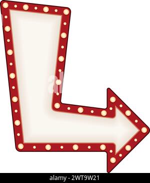 Simbolo a forma di lampadina retrò. Scheda pubblicitaria retro Theatre Illustrazione Vettoriale