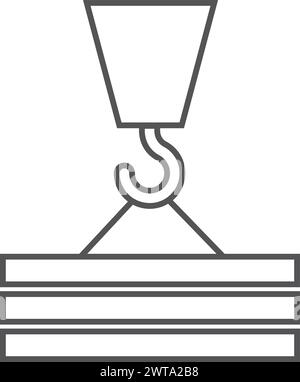 Icona gancio gru. Simbolo di costruzione. Sollevamento di carichi pesanti Illustrazione Vettoriale