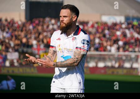 Monza, Italie. 13 gennaio 2024. Nahitan Nández (Cagliari calcio) durante la partita di campionato italiano di serie A tra AC Monza e Cagliari calcio il 16 marzo 2024 allo stadio Brianteo, Italia - Photo Morgese-Rossini/DPPI Credit: DPPI Media/Alamy Live News Foto Stock