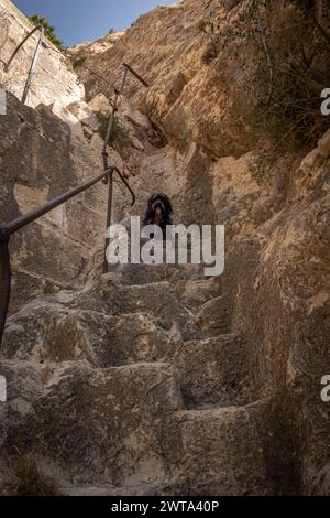Percorso per il bacino idrico Tibi ad Alicante. Spagna. Foto Stock