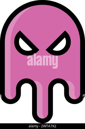 Il logo del fantasma malvagio. Icona a forma divertente a colori Illustrazione Vettoriale