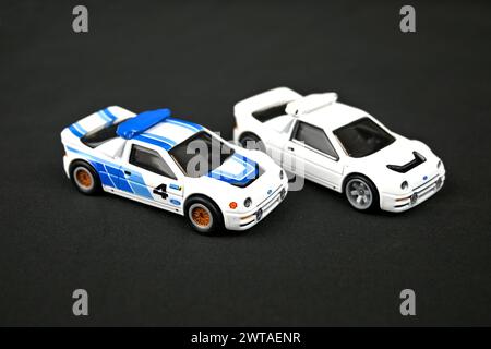 Hot Wheels Ford RS200 modellini pressofusi - Galles, Regno Unito - 12 marzo 2024 Foto Stock